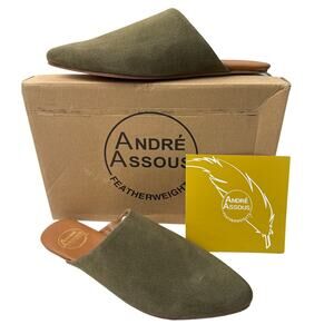 Andre Assous Mules Flats Casual Slip On Tiana Featherweights Women's 9.5 Khaki